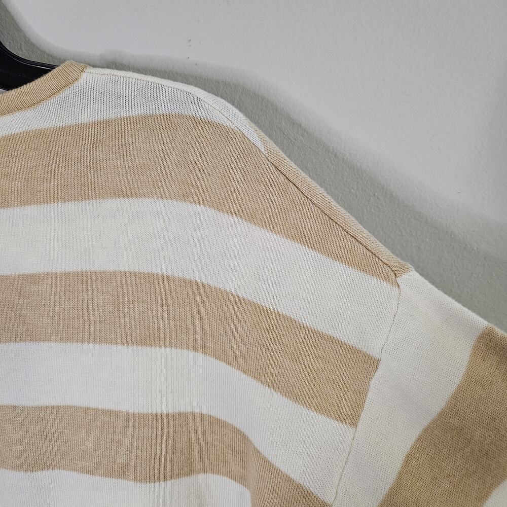 Rafaella Tan Irish Cream Ivory Knit Striped Sweater Pullover Sz M Preppy Coastal - Picture 7 of 10